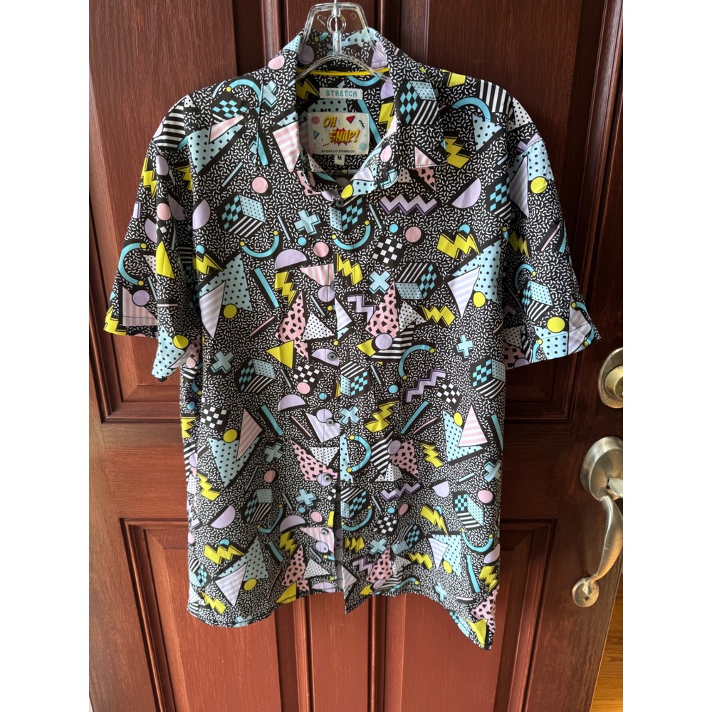 Oh Snap Drill Clothing Co Mens Medium 80s 90s Memphis Geometric Stretch Shirt